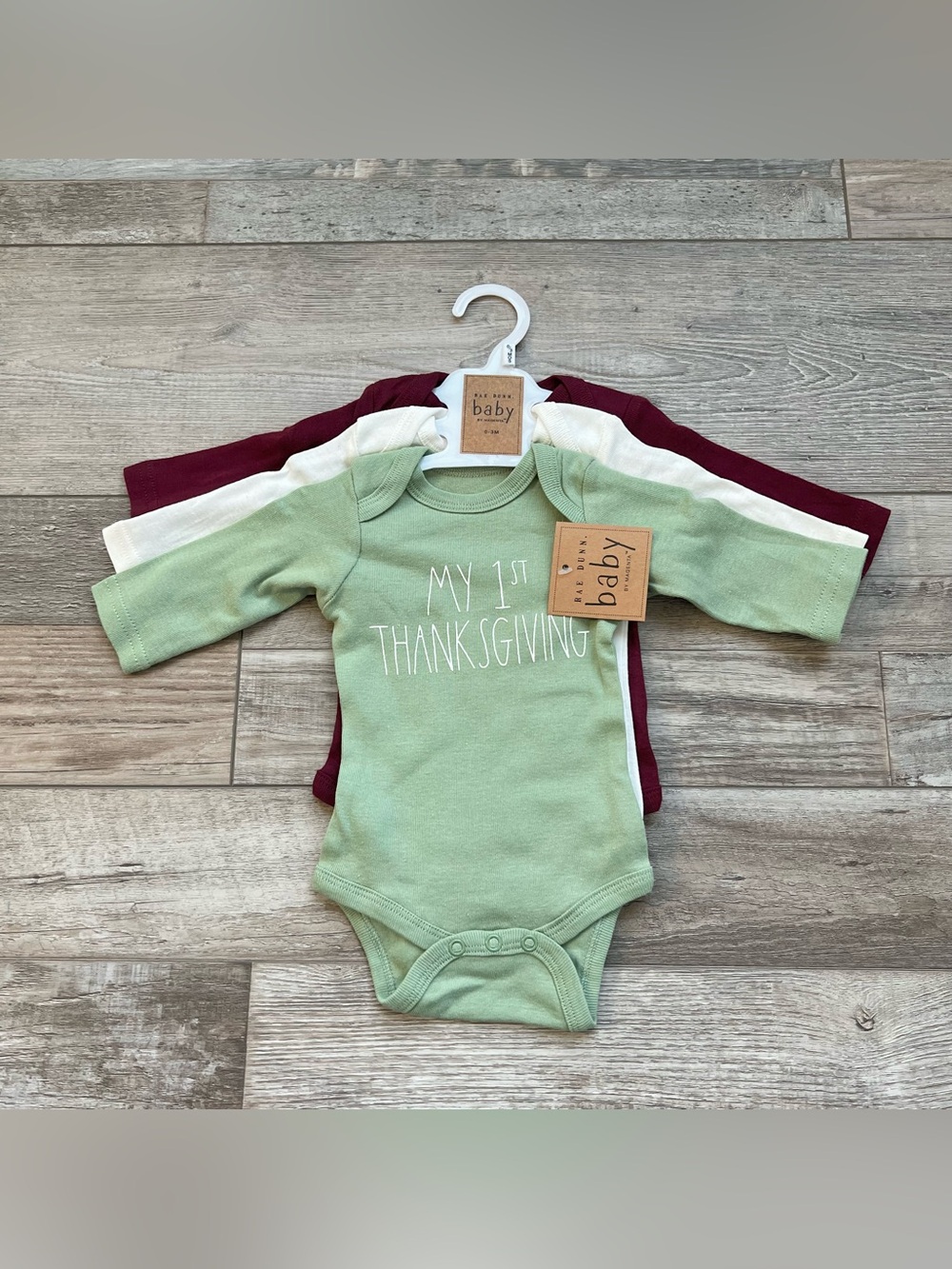 NWT Rae Dunn ‘My 1st Thanksgiving’ Onesies 3-Pack Size 0/3 Months